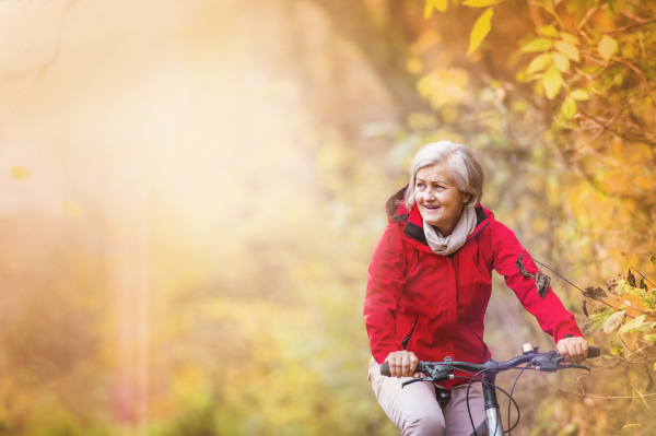 Senior couple in autumn nature.