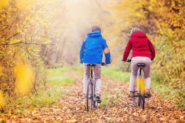 Senior couple in autumn nature.