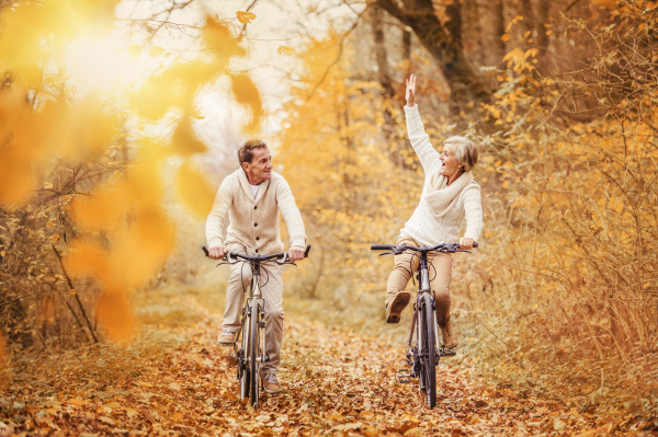 Senior couple in autumn nature.