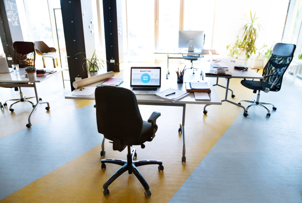 Big bright empty modern office. The interior of working office space.