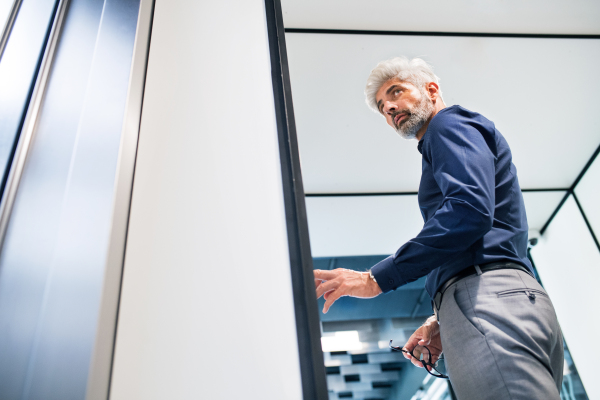 Handsome mature businessman in the office standing.