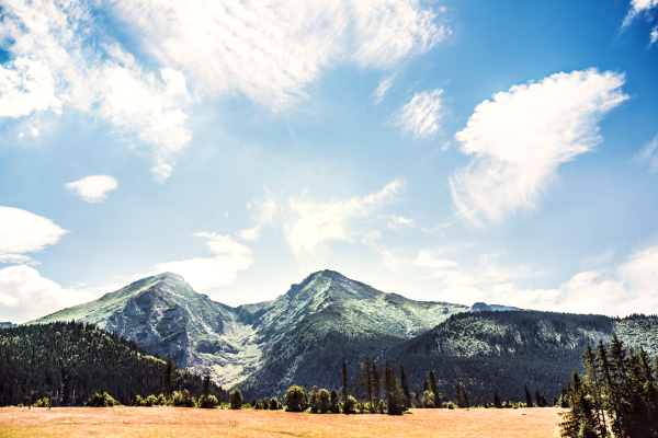 Beautiful view of mountain range landscape. Copy space.