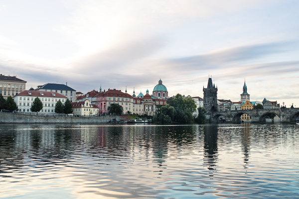 Panorama city skyline in Prague, Czech Republic. Copy space.