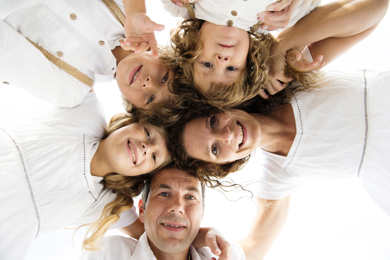 Family in summer nature.