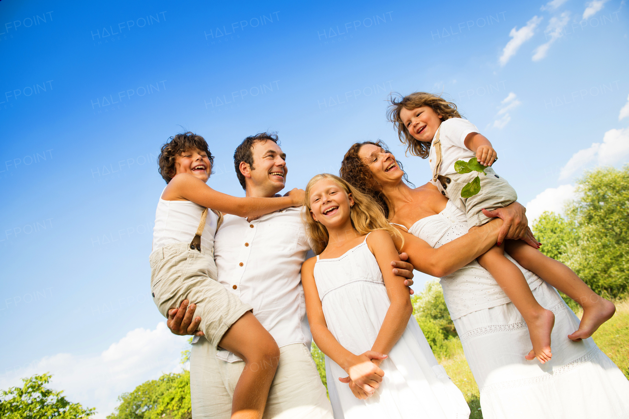 Families in summer nature.