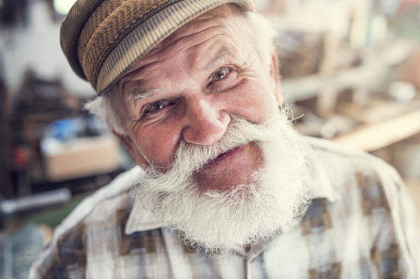 Senior man working at farm.