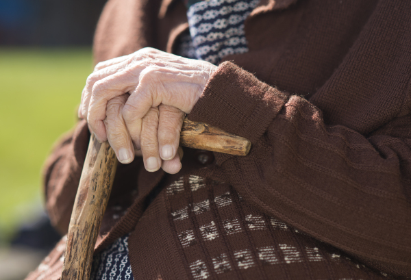 Very old woman spending time at home.