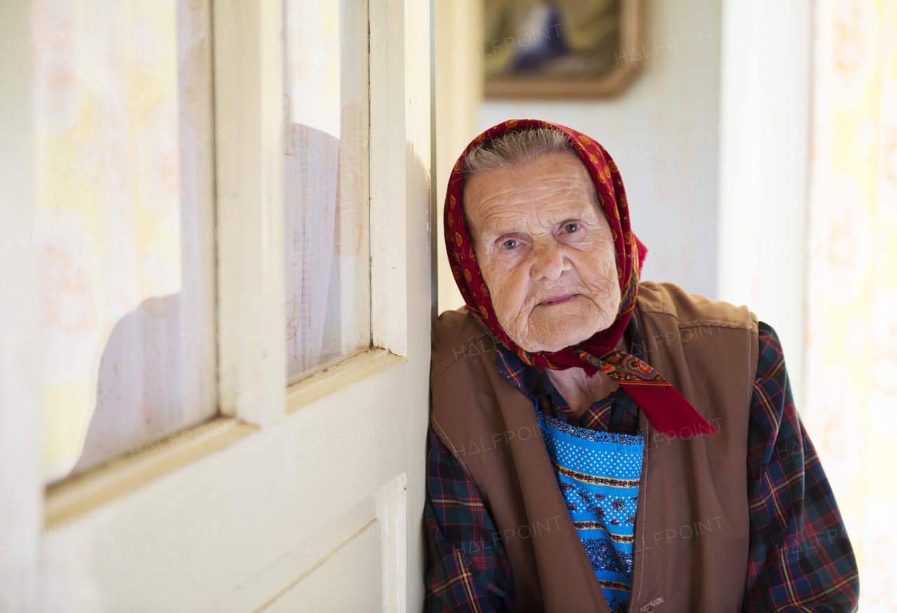 Very old woman spending time at home.