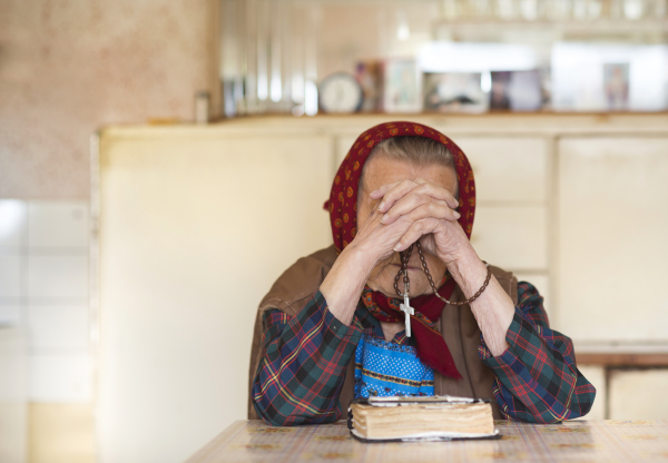 Very old woman spending time at home.