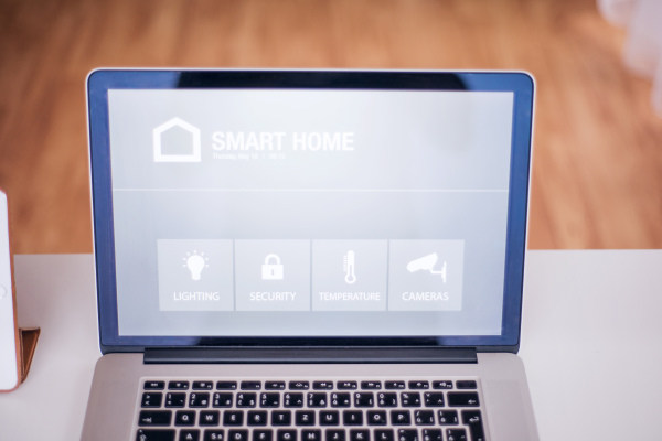 A laptop with smart home control system.