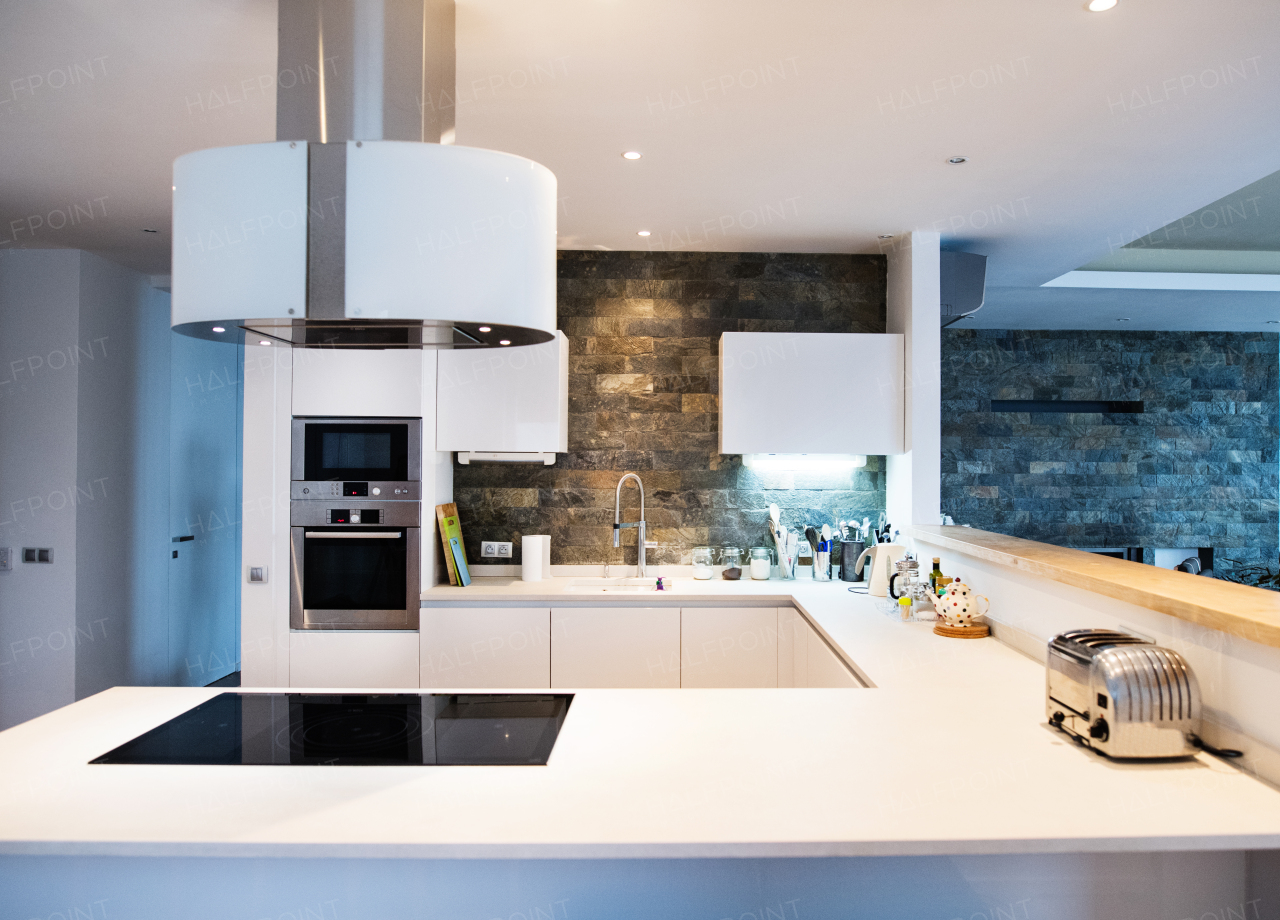 An interior of a modern apartment. Smart home control system.