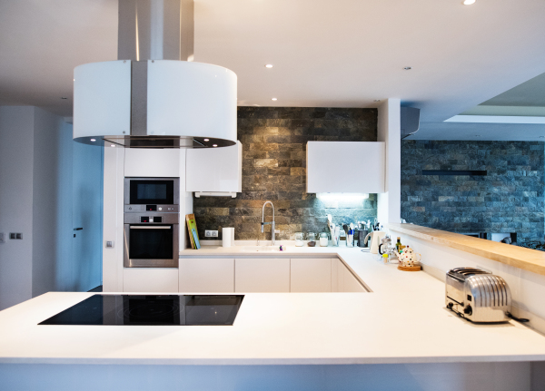 An interior of a modern apartment. Smart home control system.