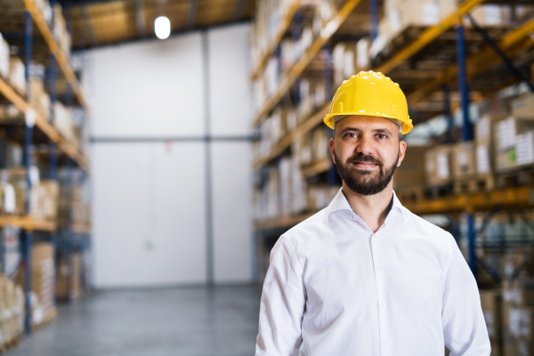 Portrait of a male warehouse worker or a supervisor.