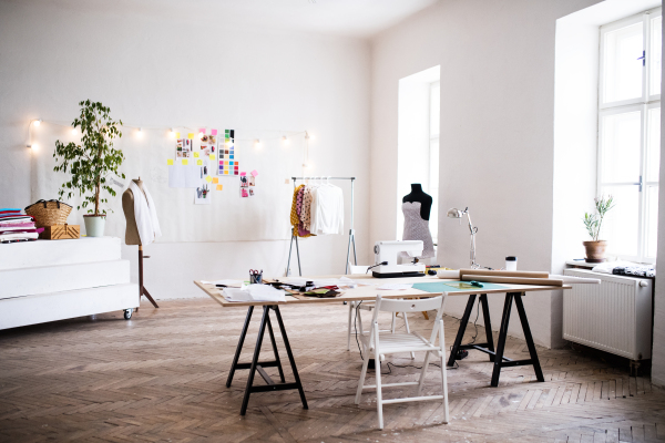 An interior of a modern studio. Designers startup business.