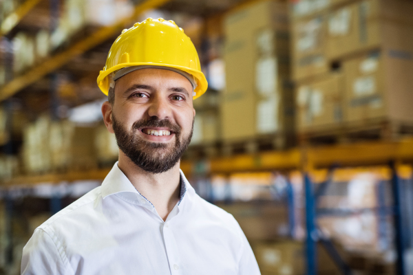 Portrait of a male warehouse worker or a supervisor.