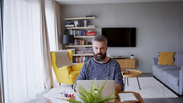 Portrait of a man working at home. Homeoffice concept