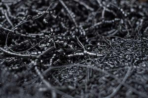 Iron chips from industrial waste of the steel products