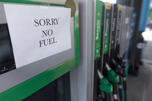 A no fuel sign on petrol station due to economic crisies