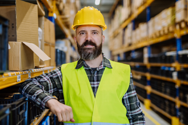 Portrait of a warehouse worker or a supervisor.