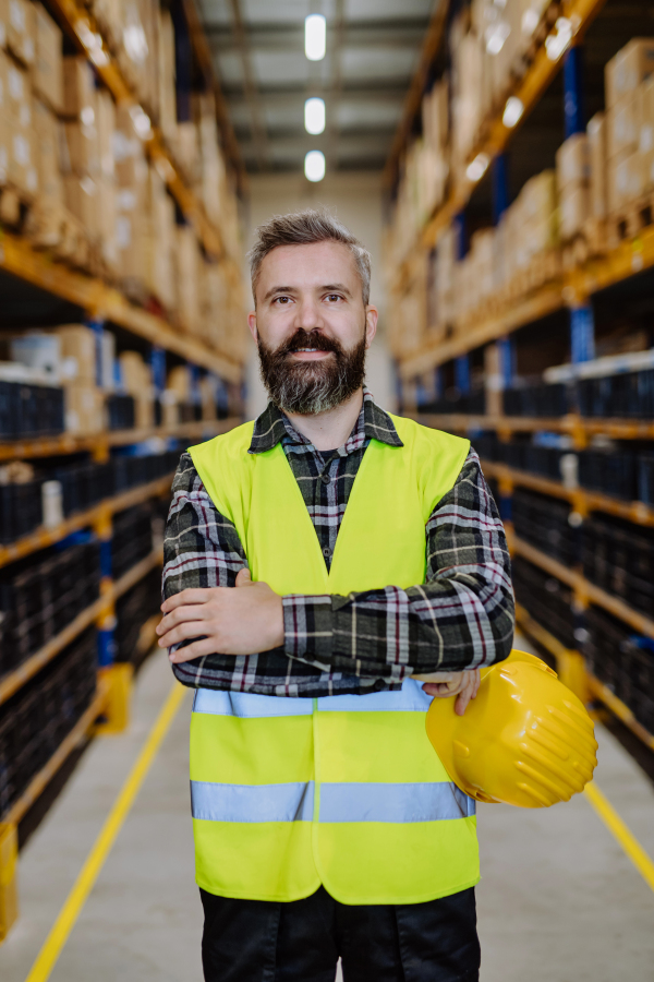 Portrait of a warehouse worker or a supervisor.