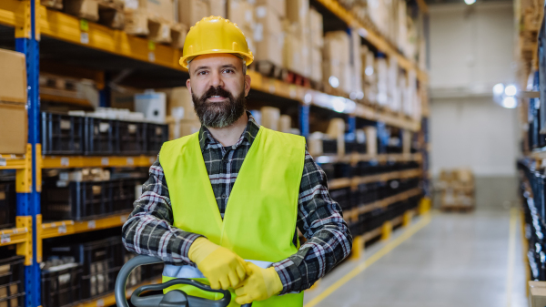 Portrait of a warehouse worker or a supervisor.