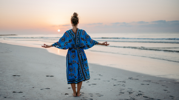 Young woman enjoying time at the sea.