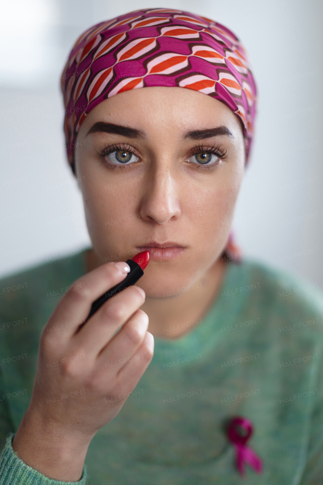 Beauty routine of a young woman with cancer.