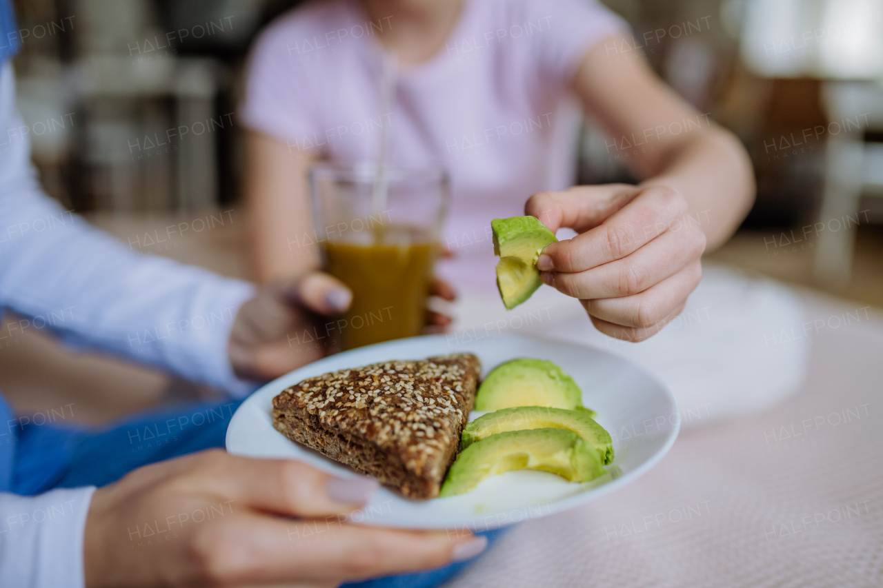 Close up of healthy breakfast in a hospital room.