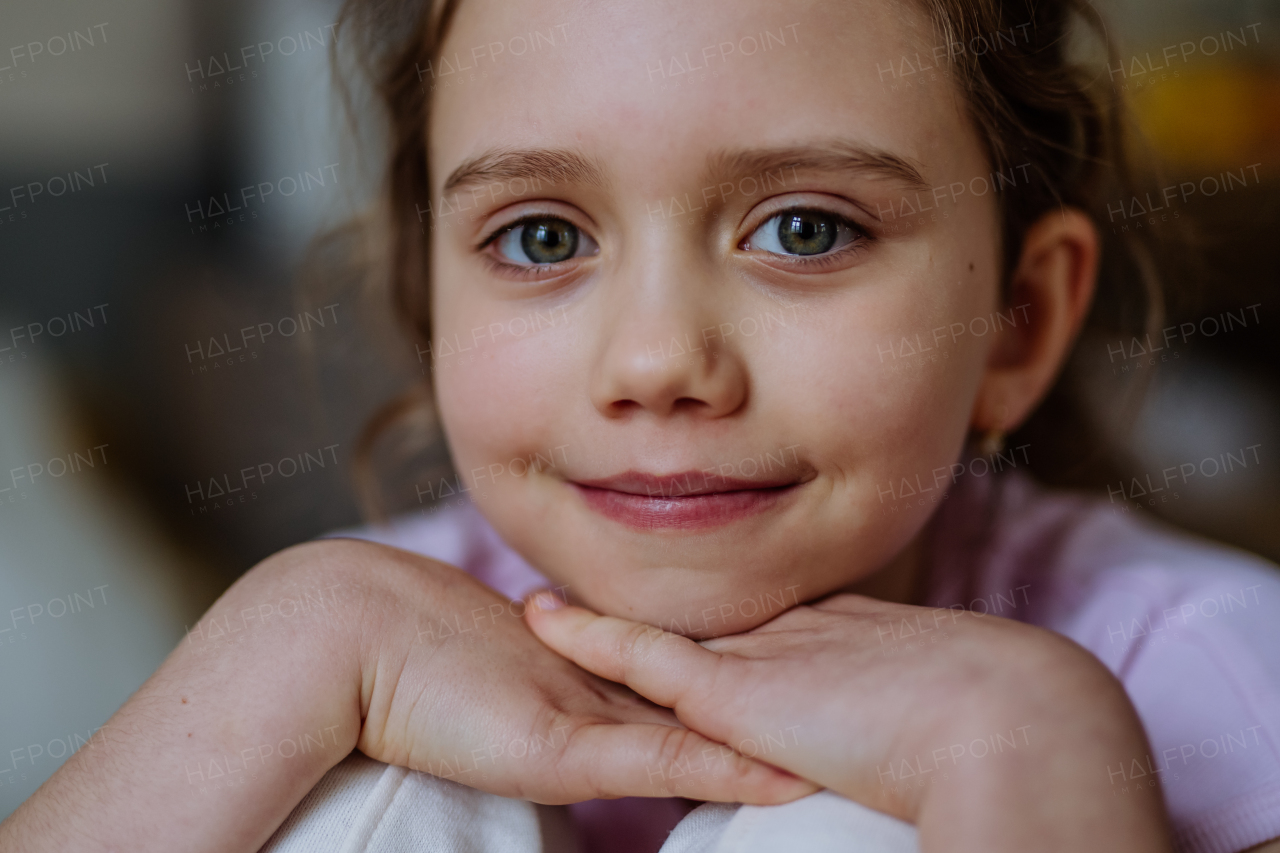 Portrait of a little girl, close up.