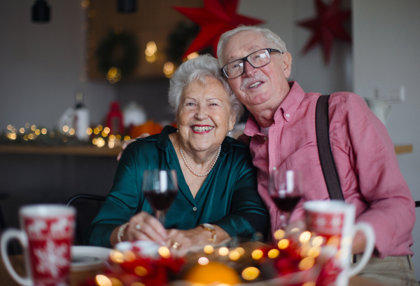 Happy senior couple celebrating New Year eve together.