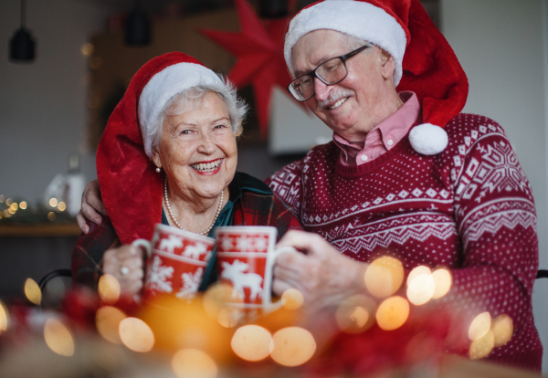 Happy senior couple celebrating New Year eve together.