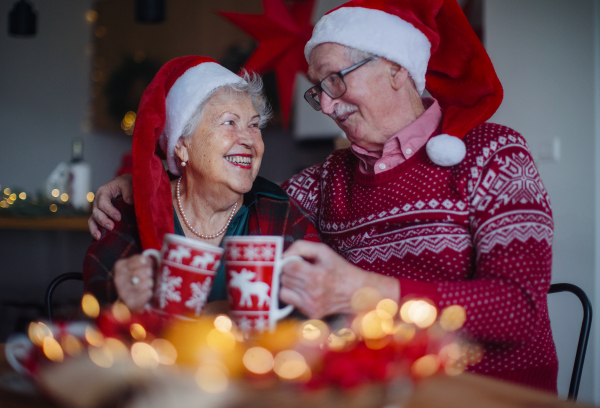 Happy senior couple celebrating New Year eve together.