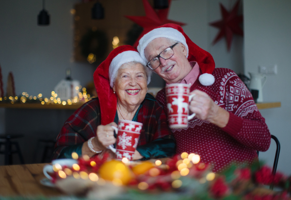 Happy senior couple celebrating New Year eve together.