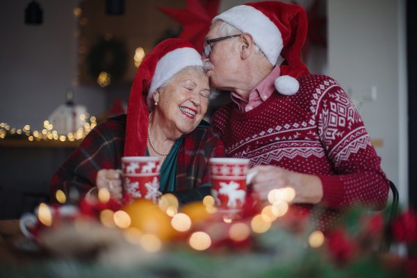 Happy senior couple celebrating New Year eve together.