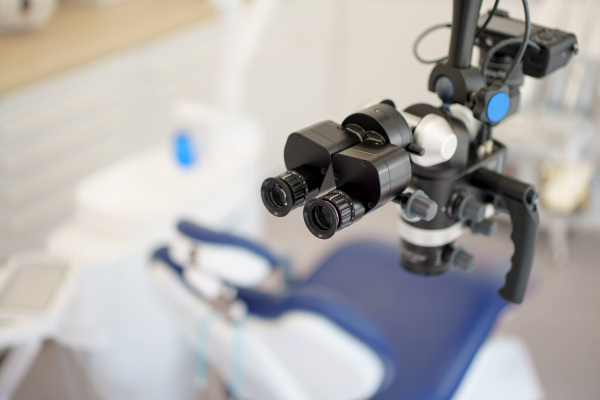 Close-up of dental microscope in modern ambulance.