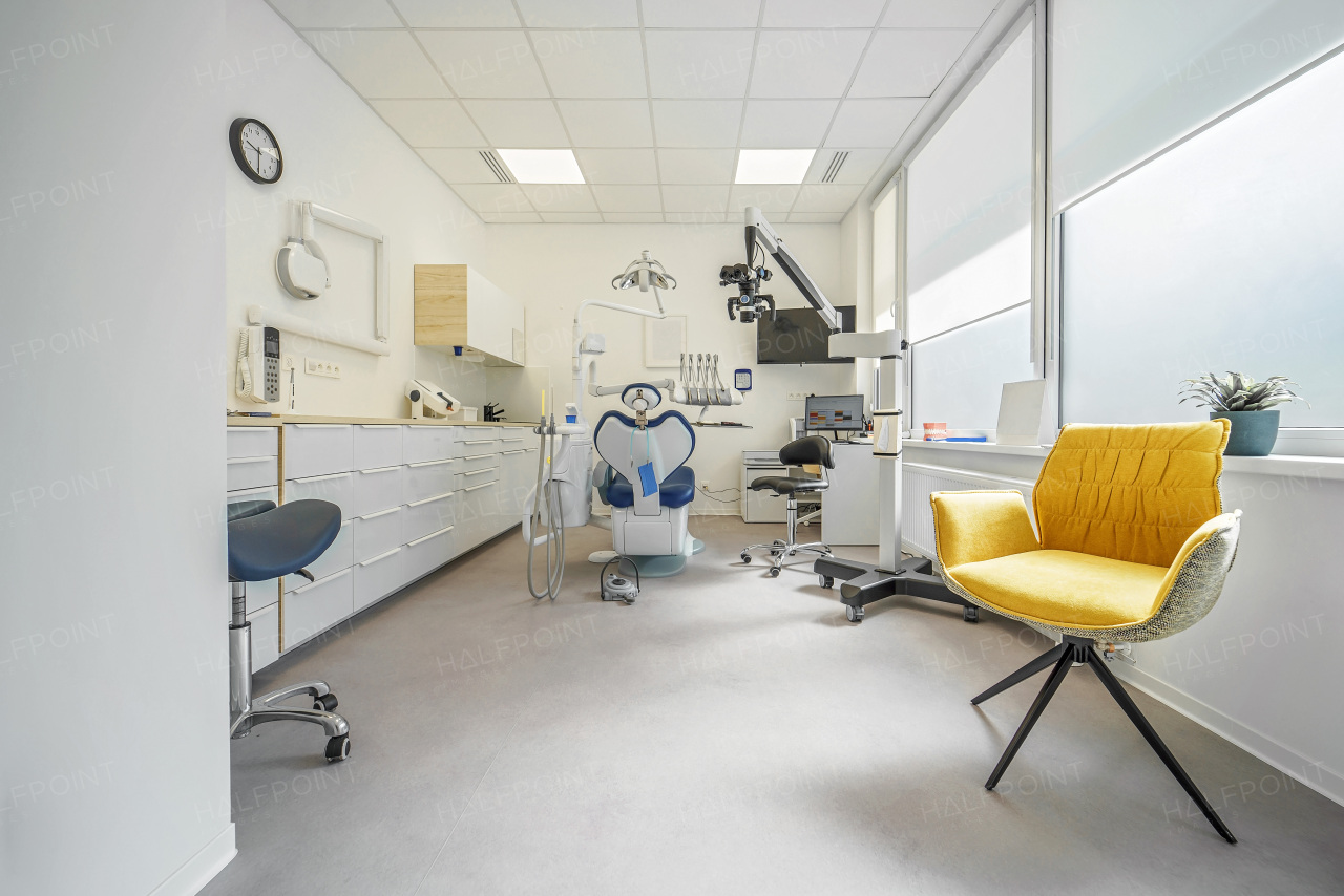 Photo of a modern dentist ambulance, no people.