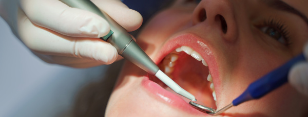 Close-up of dental examination in an ambulance.