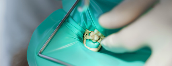 Close-up of dental examination in an ambulance.