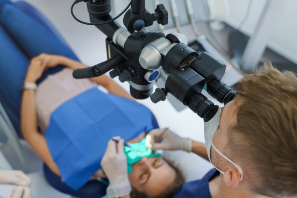 Top view of dental examination in an ambulance.