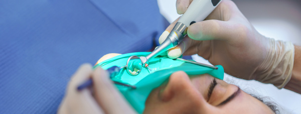 Close-up of dental examination in an ambulance.