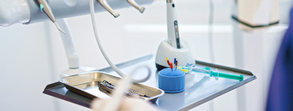 Close-up of dentist tools at an ambulance.