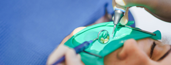 Close-up of dental examination in an ambulance.