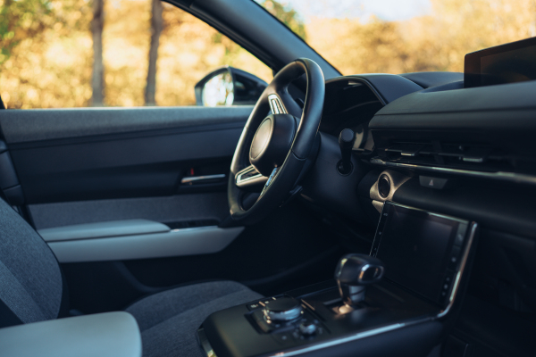 Close-up of the electric car interior.