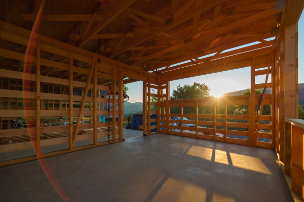 Construction of an ecological renewable low energy sustainable wooden eco house.