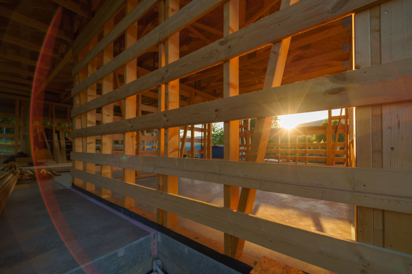 Construction of an ecological renewable low energy sustainable wooden eco house.