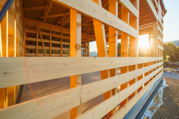 Construction of an ecological renewable low energy sustainable wooden eco house.