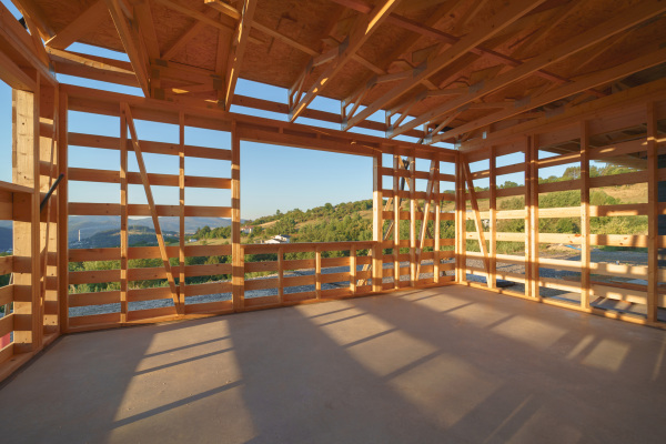 Construction of an ecological renewable low energy sustainable wooden eco house.