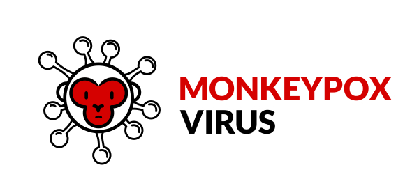 A monkeypox infection pandemic wide banner. Virus design with text on white background.