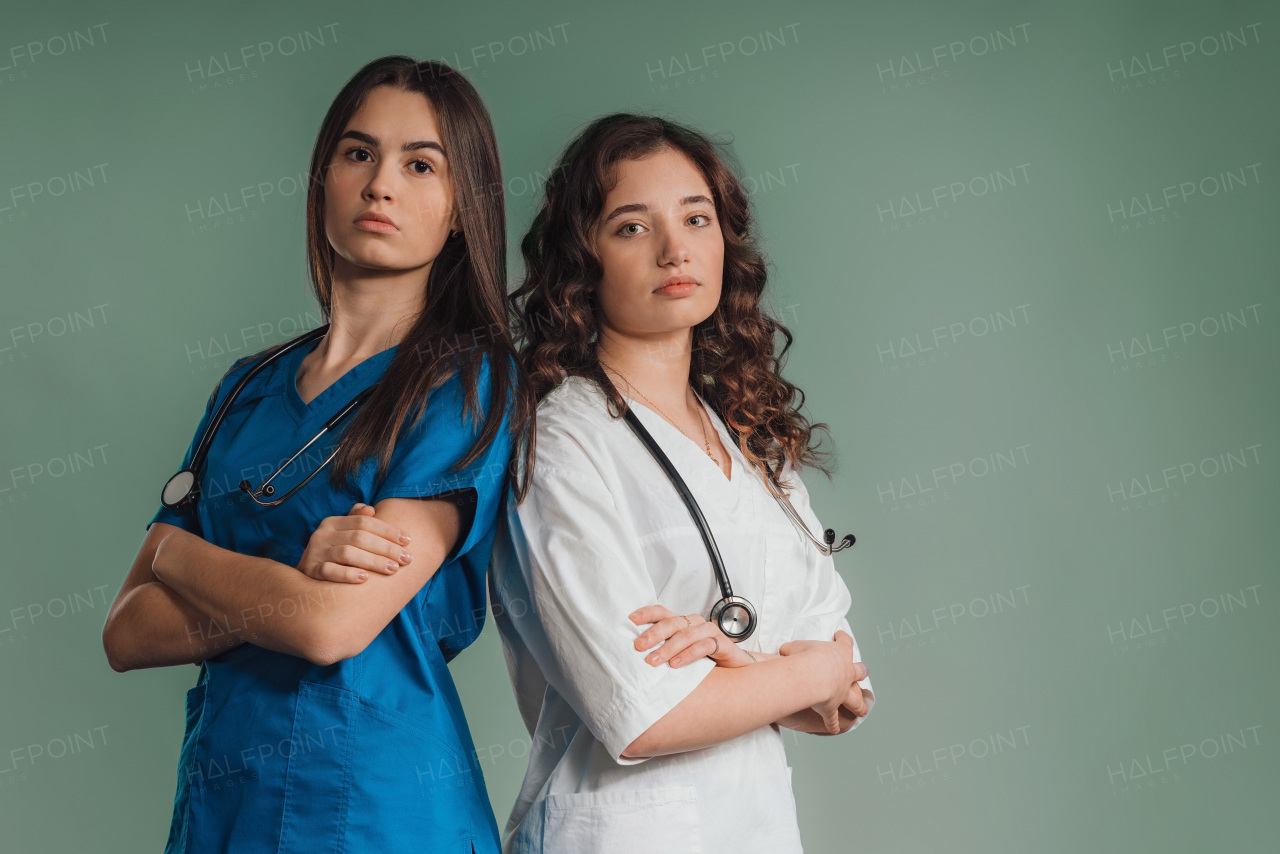 Portrait of a young medical staff, studio shoot.