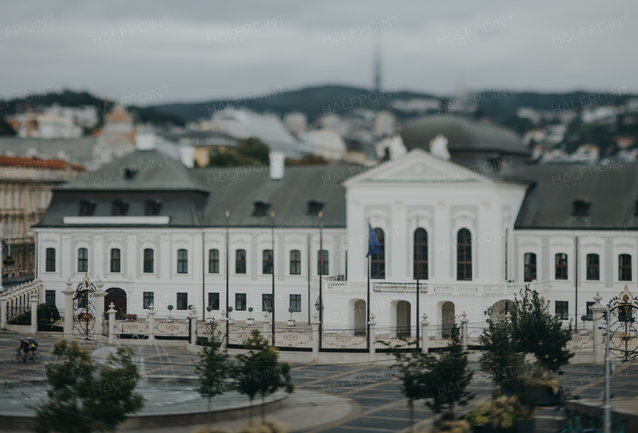 Aerial view of Grassalkovichov palace in Bratislava, Slovakia. Residence of the president of Slovak republic.